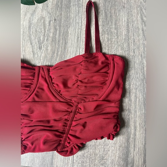 Fashion nova no tease mesh corset top in red. Size S - Picture 8 of 12